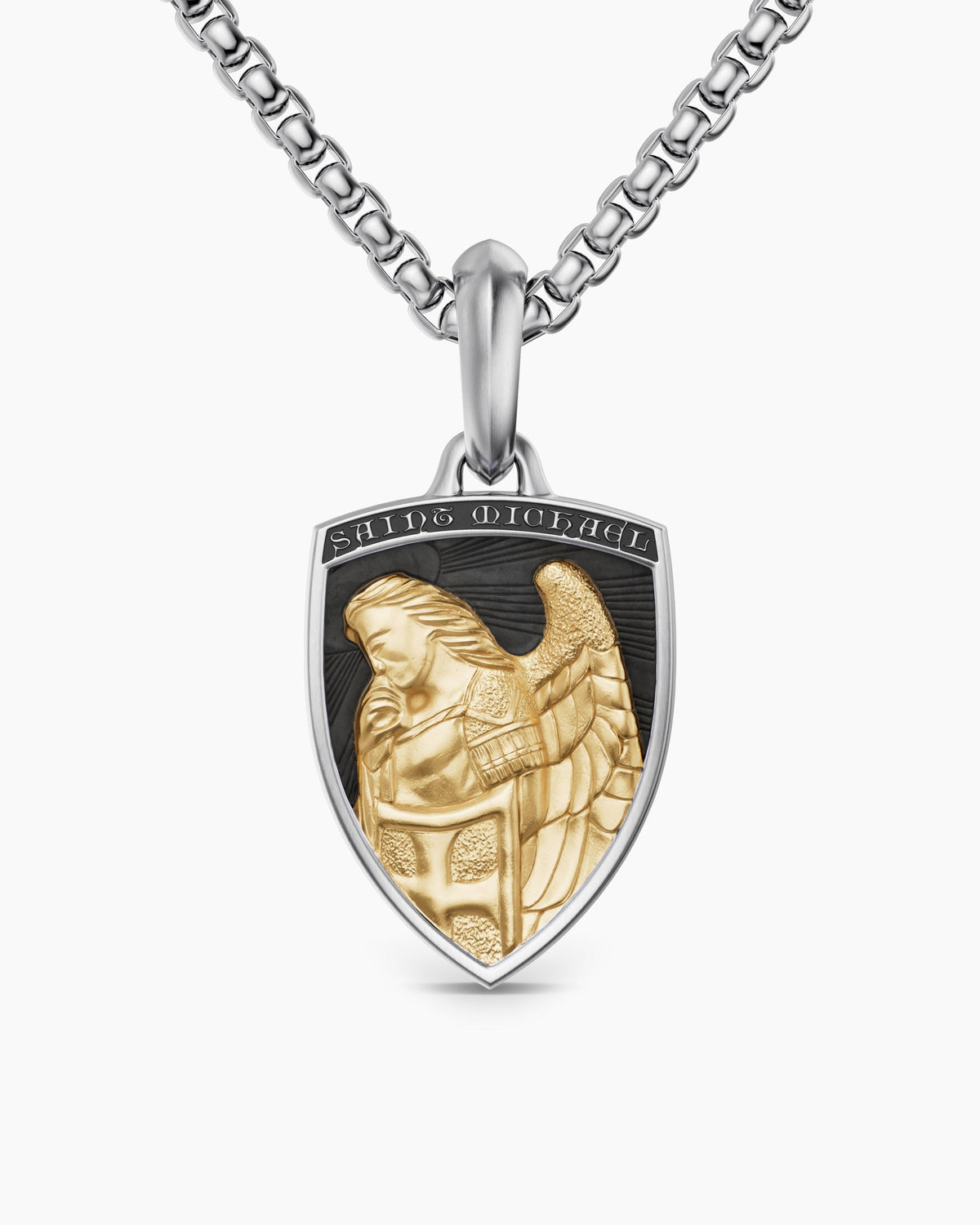 David Yurman Mens St. Michael Amulet in Sterling Silver with 14K Yellow Gold, 26mm David Yurman Men’s
