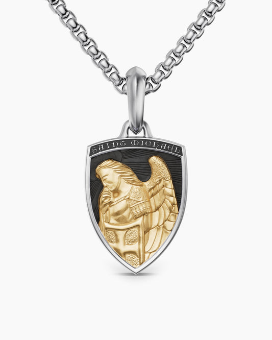 David Yurman Mens St. Michael Amulet in Sterling Silver with 14K Yellow Gold, 26mm David Yurman Men’s