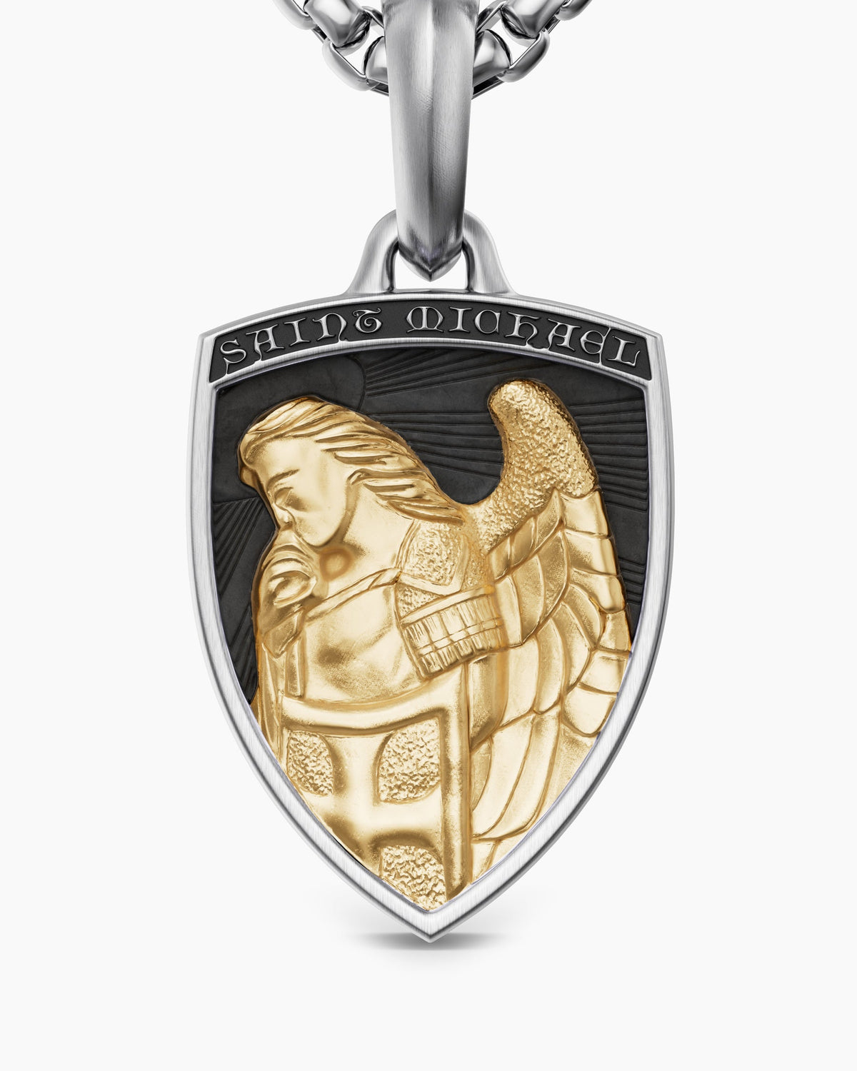 David Yurman Mens St. Michael Amulet in Sterling Silver with 14K Yellow Gold, 26mm David Yurman Men’s