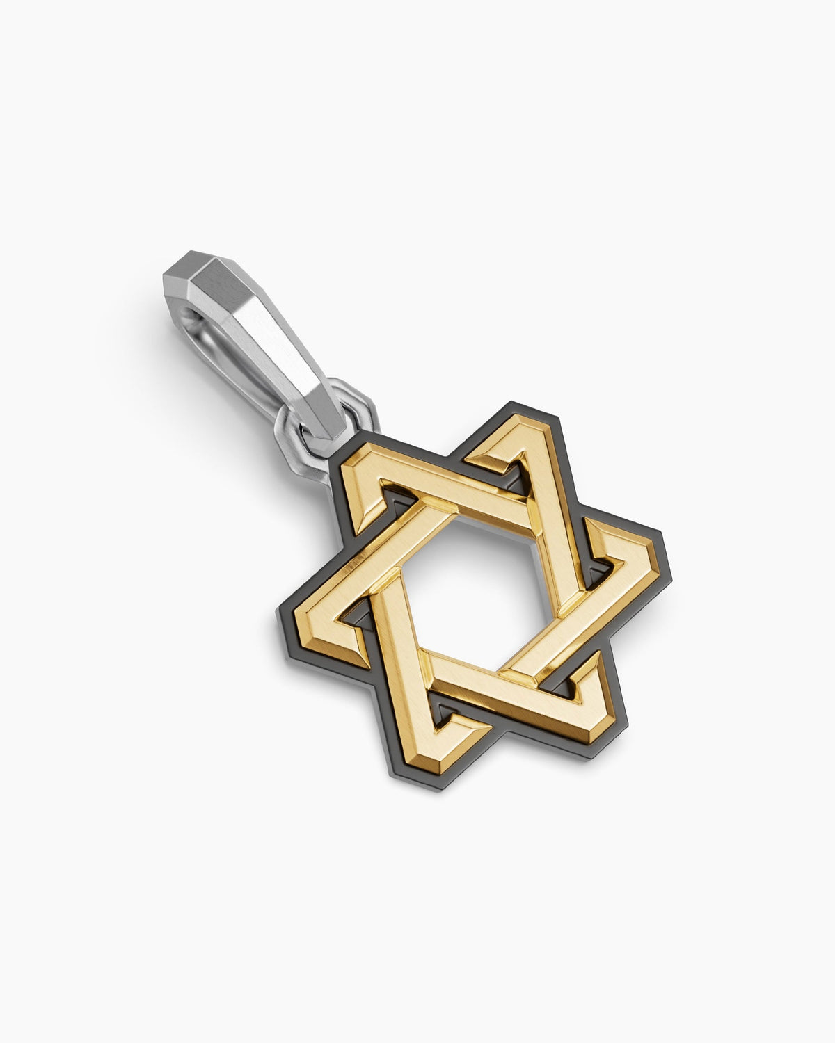 David Yurman Mens Deco Star of David Amulet in Sterling Silver with 14K Yellow Gold, 19.5mm David Yurman Men’s