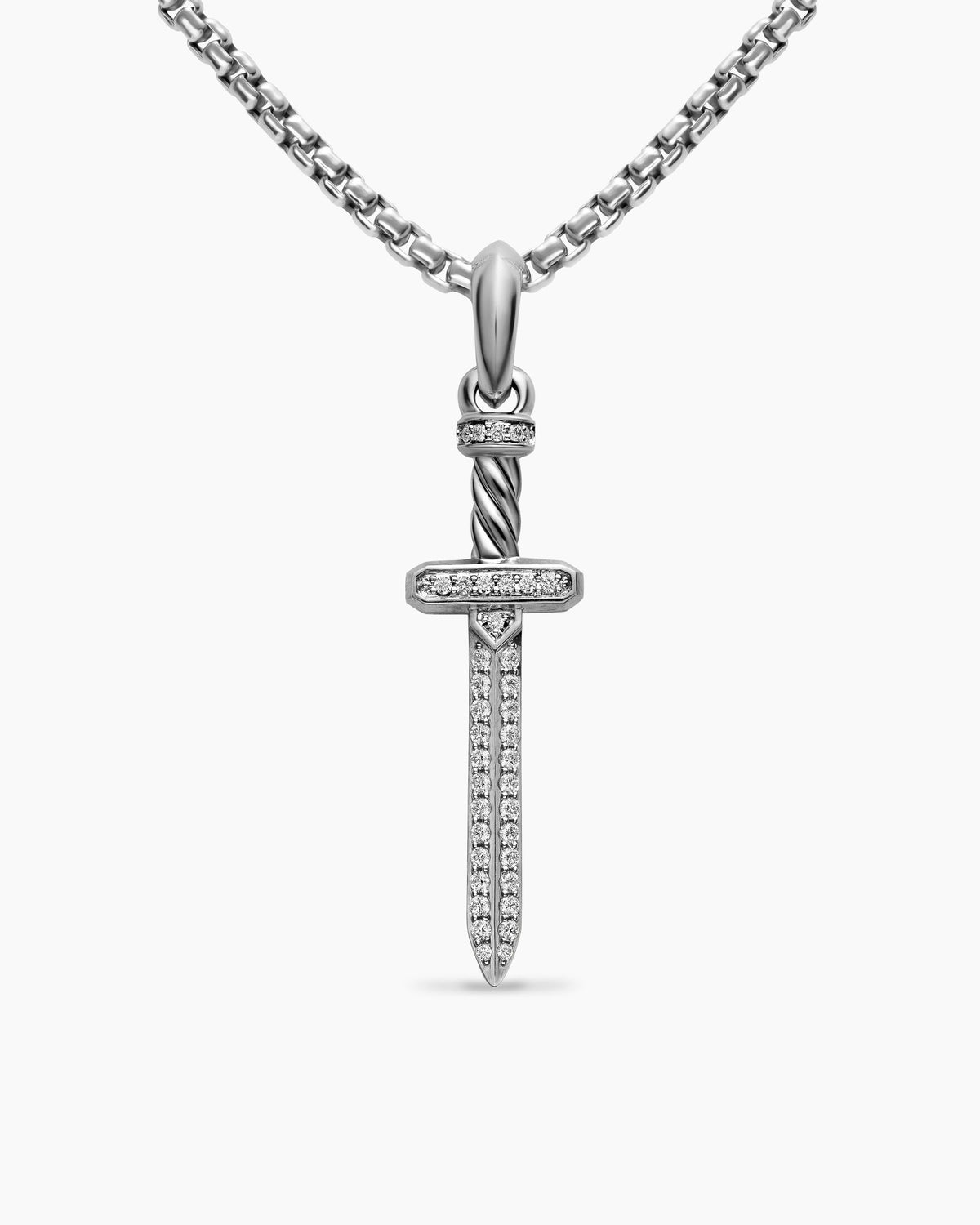 David Yurman Mens Pavé Sword Amulet in Sterling Silver with Diamonds, 41.3mm David Yurman Men’s