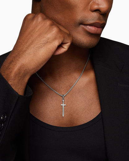 David Yurman Mens Pavé Sword Amulet in Sterling Silver with Diamonds, 41.3mm David Yurman Men’s