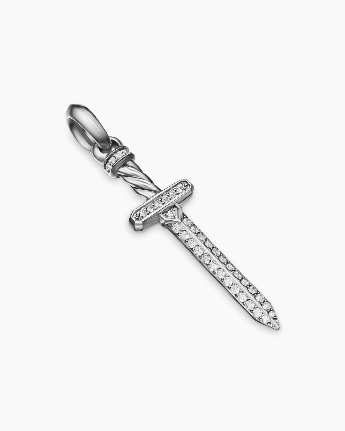 David Yurman Mens Pavé Sword Amulet in Sterling Silver with Diamonds, 41.3mm David Yurman Men’s