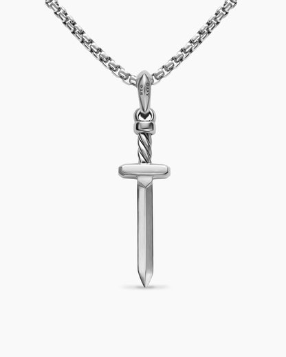 David Yurman Mens Pavé Sword Amulet in Sterling Silver with Diamonds, 41.3mm David Yurman Men’s
