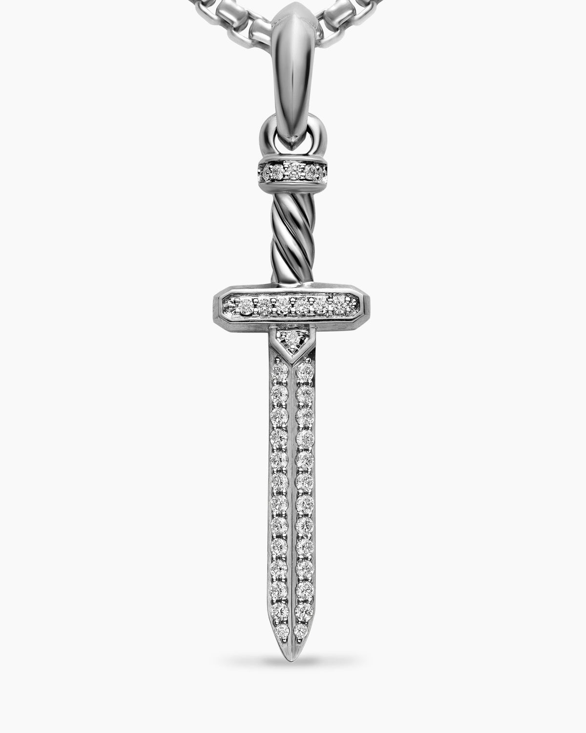 David Yurman Mens Pavé Sword Amulet in Sterling Silver with Diamonds, 41.3mm David Yurman Men’s