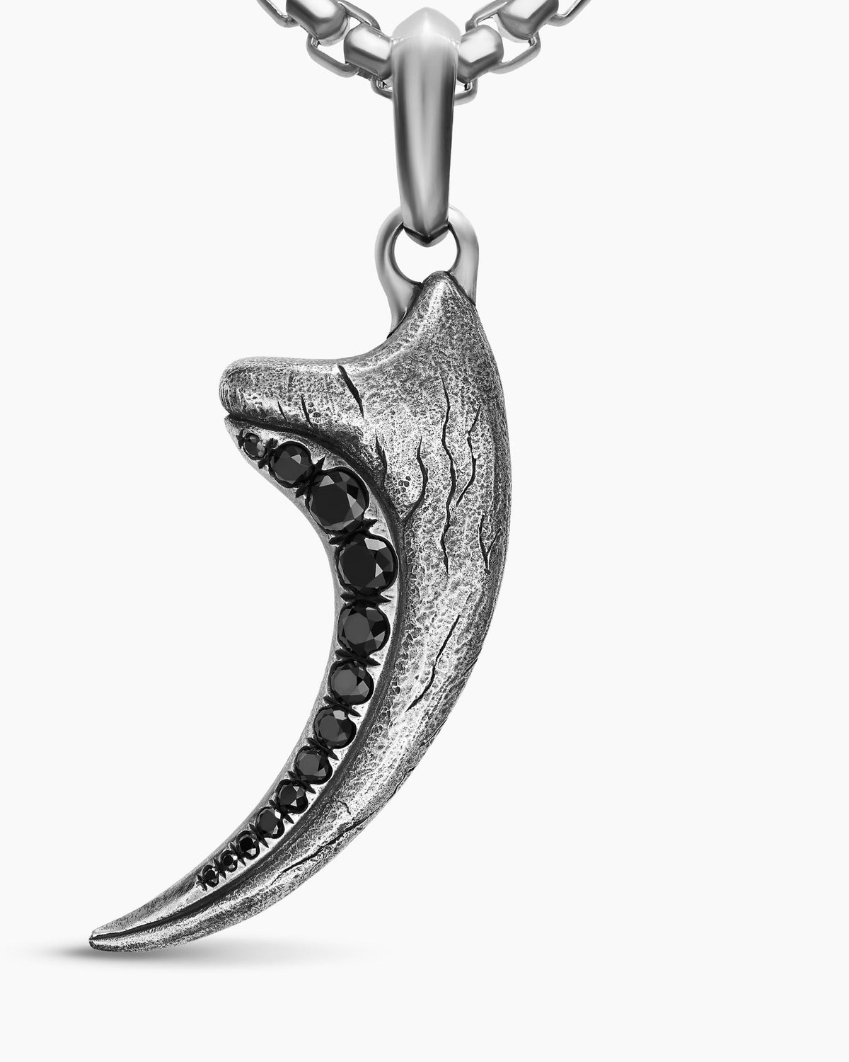 David Yurman Mens Raptor Claw Amulet in Sterling Silver with Black Diamonds, 36.2mm David Yurman Men’s