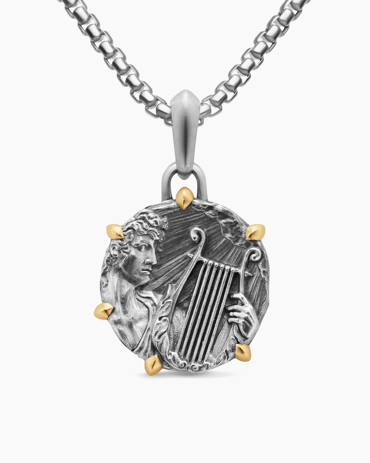 David Yurman Mens Apollo Amulet in Sterling Silver with 18K Yellow Gold, 26.4mm David Yurman Men’s