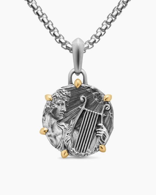 David Yurman Mens Apollo Amulet in Sterling Silver with 18K Yellow Gold, 26.4mm David Yurman Men’s