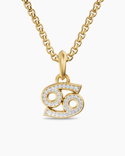 David Yurman Mens Cancer Amulet in 18K Yellow Gold with Diamonds, 17mm David Yurman Men’s