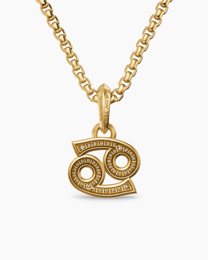 David Yurman Mens Cancer Amulet in 18K Yellow Gold with Diamonds, 17mm David Yurman Men’s
