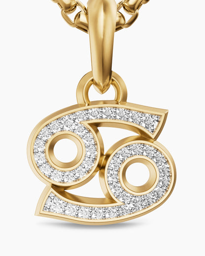 David Yurman Mens Cancer Amulet in 18K Yellow Gold with Diamonds, 17mm David Yurman Men’s