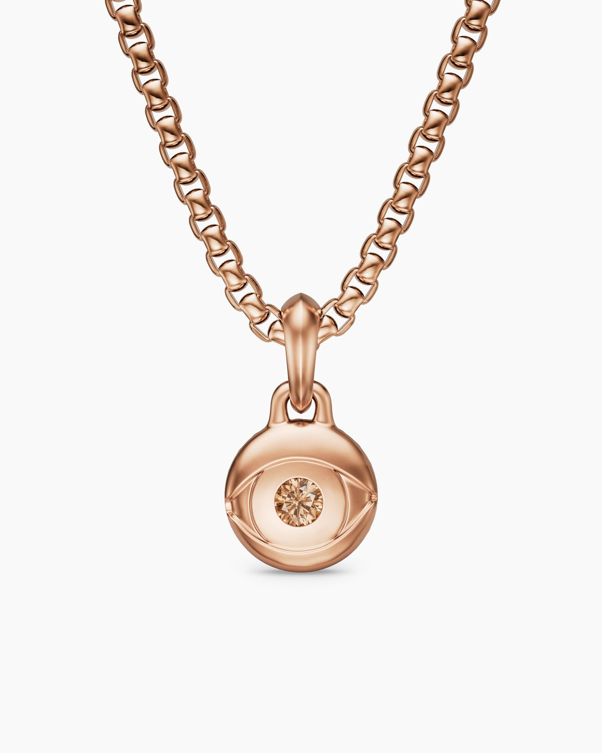 David Yurman Mens Evil Eye Amulet in 18K Rose Gold with Cognac Diamond, 15mm David Yurman Men’s