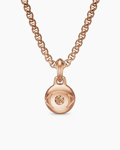 David Yurman Mens Evil Eye Amulet in 18K Rose Gold with Cognac Diamond, 15mm David Yurman Men’s