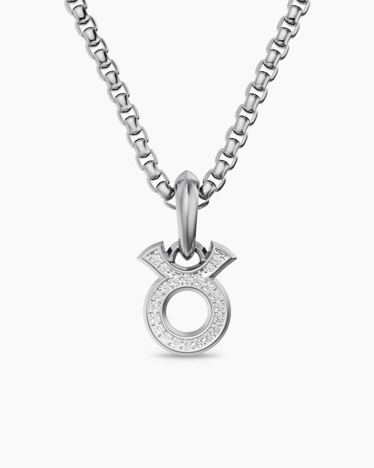 David Yurman Mens Taurus Amulet in Sterling Silver with Diamonds, 14.5mm David Yurman Men’s