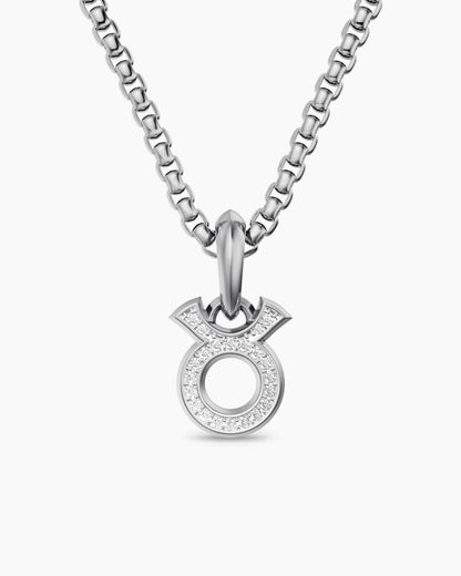 David Yurman Mens Taurus Amulet in Sterling Silver with Diamonds, 14.5mm David Yurman Men’s