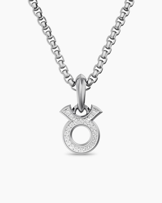 David Yurman Mens Taurus Amulet in Sterling Silver with Diamonds, 14.5mm David Yurman Men’s