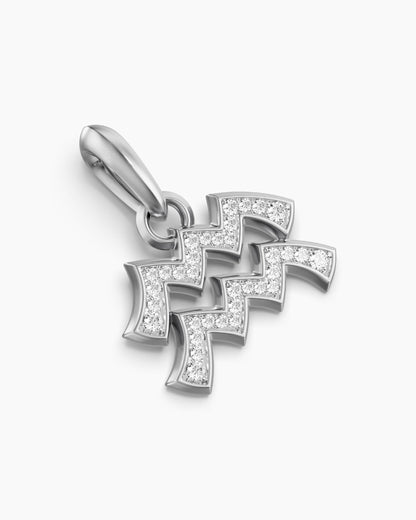 David Yurman Mens Aquarius Amulet in Sterling Silver with Diamonds, 17.2mm David Yurman Men’s