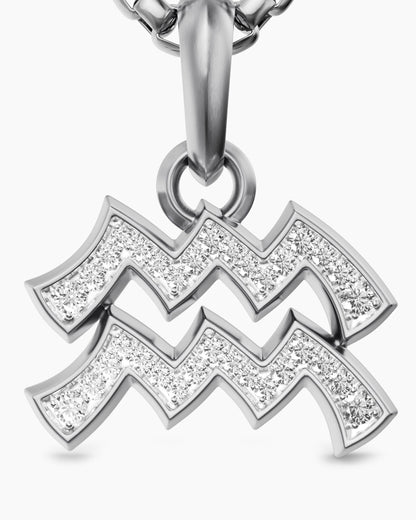 David Yurman Mens Aquarius Amulet in Sterling Silver with Diamonds, 17.2mm David Yurman Men’s