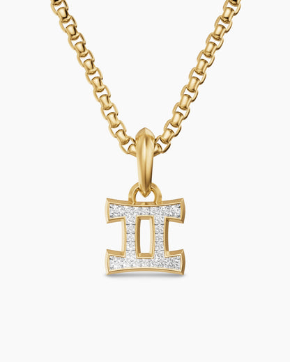 David Yurman Mens Gemini Amulet in 18K Yellow Gold with Diamonds, 15.2mm David Yurman Men’s