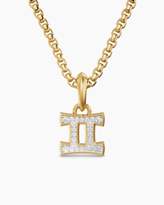 David Yurman Mens Gemini Amulet in 18K Yellow Gold with Diamonds, 15.2mm David Yurman Men’s