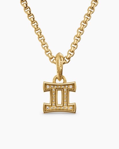 David Yurman Mens Gemini Amulet in 18K Yellow Gold with Diamonds, 15.2mm David Yurman Men’s