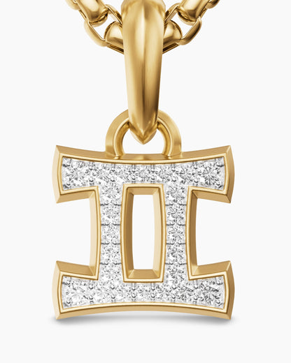 David Yurman Mens Gemini Amulet in 18K Yellow Gold with Diamonds, 15.2mm David Yurman Men’s