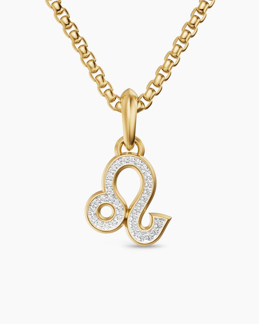 David Yurman Mens Leo Amulet in 18K Yellow Gold with Diamonds, 20mm David Yurman Men’s