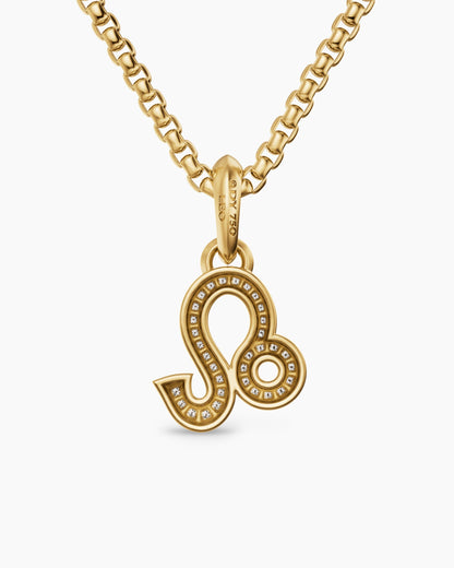 David Yurman Mens Leo Amulet in 18K Yellow Gold with Diamonds, 20mm David Yurman Men’s