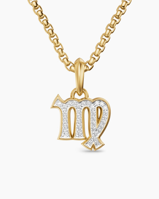 David Yurman Mens Virgo Amulet in 18K Yellow Gold with Diamonds, 16mm David Yurman Men’s