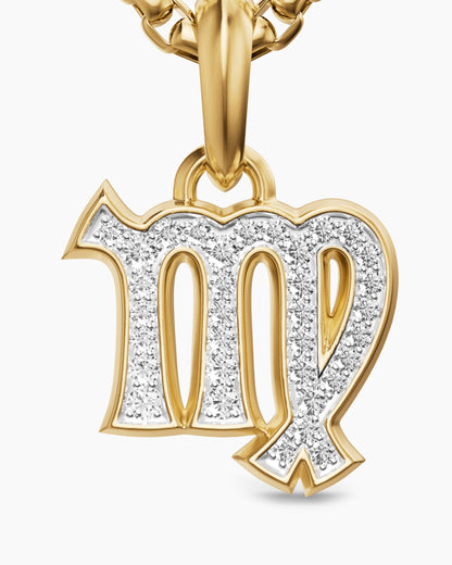 David Yurman Mens Virgo Amulet in 18K Yellow Gold with Diamonds, 16mm David Yurman Men’s
