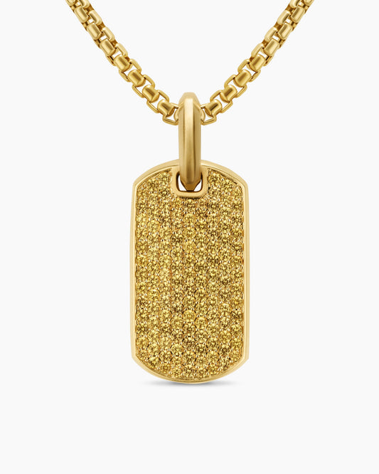 David Yurman Men's Chevron Tag in 18K Yellow Gold with Yellow Sapphires, 27mm David Yurman Men’s