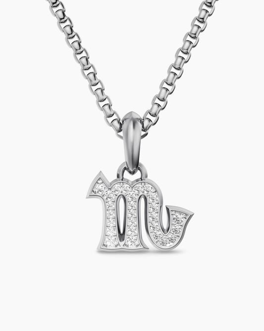 David Yurman Mens Scorpio Amulet in Sterling Silver with Diamonds, 16mm David Yurman Men’s
