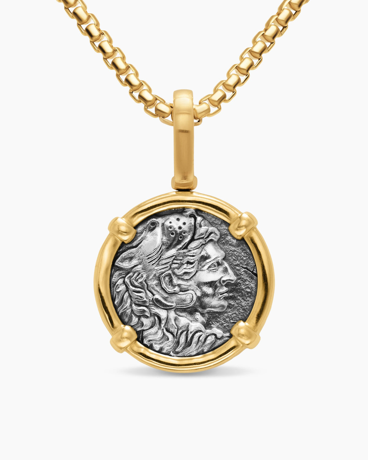 David Yurman Mens Alexander the Great Amulet in Sterling Silver with 18K Yellow Gold, 20.5mm David Yurman Men’s