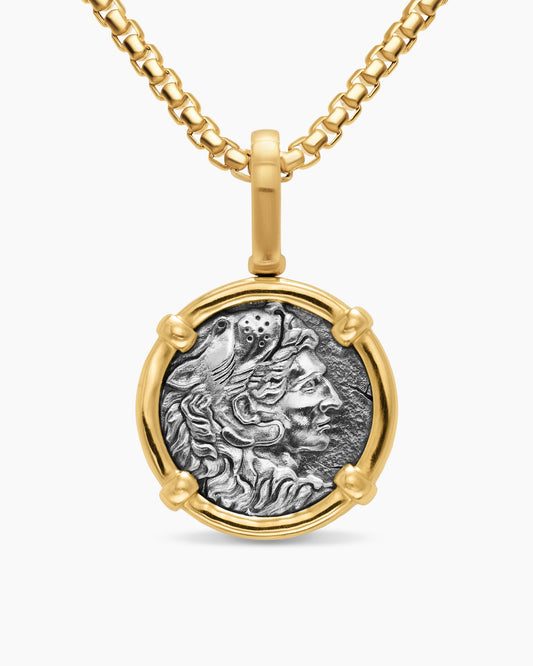David Yurman Mens Alexander the Great Amulet in Sterling Silver with 18K Yellow Gold, 20.5mm David Yurman Men’s