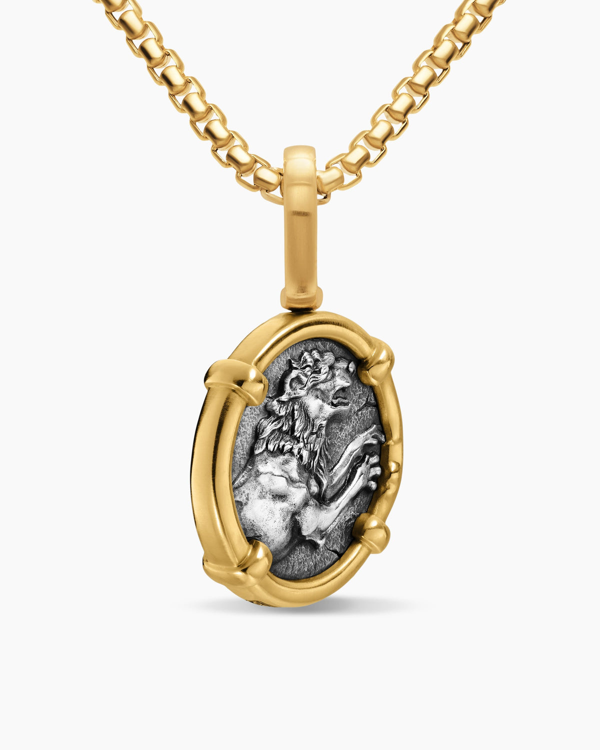 David Yurman Mens Alexander the Great Amulet in Sterling Silver with 18K Yellow Gold, 20.5mm David Yurman Men’s
