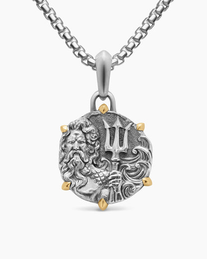 David Yurman Mens Poseidon Amulet in Sterling Silver with 18K Yellow Gold, 26.4mm David Yurman Men’s