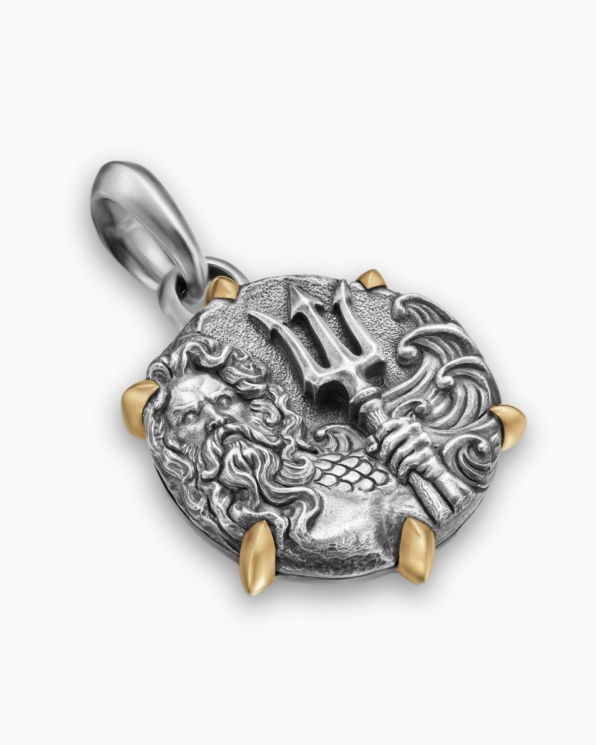David Yurman Mens Poseidon Amulet in Sterling Silver with 18K Yellow Gold, 26.4mm David Yurman Men’s