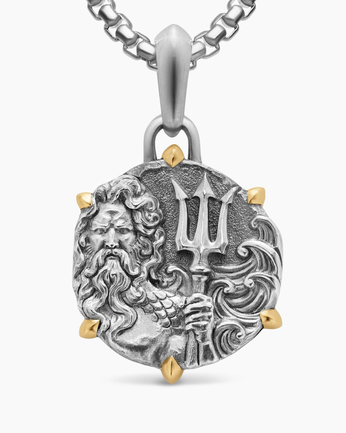 David Yurman Mens Poseidon Amulet in Sterling Silver with 18K Yellow Gold, 26.4mm David Yurman Men’s