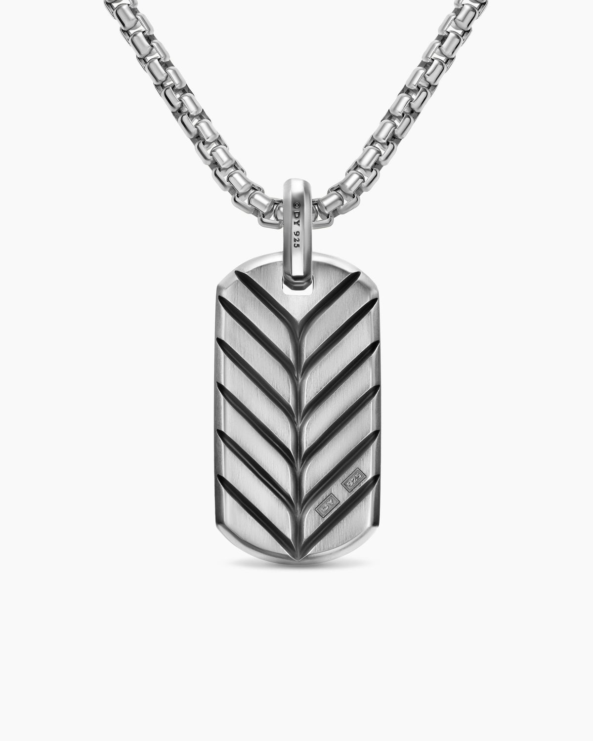 David Yurman Mens Chevron American Flag Tag in Sterling Silver with Sapphires, Diamonds, and Rubies, 35mm David Yurman Men’s