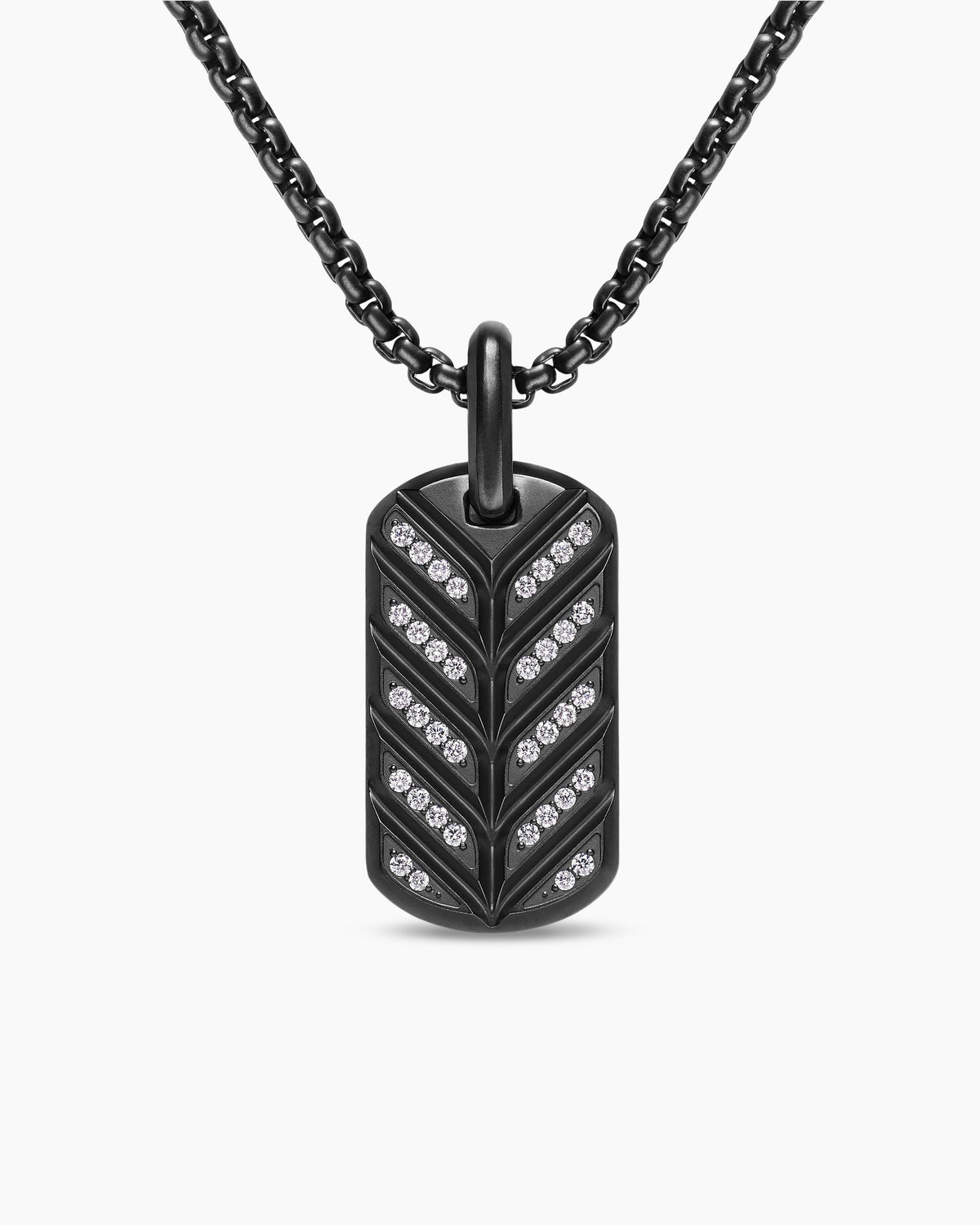 David Yurman Mens Chevron Fluorescent Tag in Black Titanium with Diamonds, 27mm David Yurman Men’s
