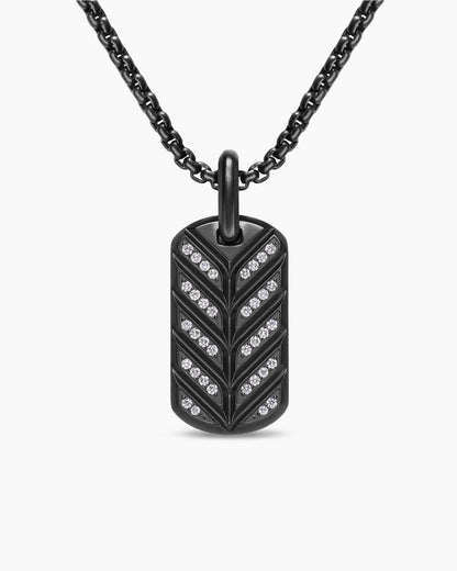 David Yurman Mens Chevron Fluorescent Tag in Black Titanium with Diamonds, 27mm David Yurman Men’s