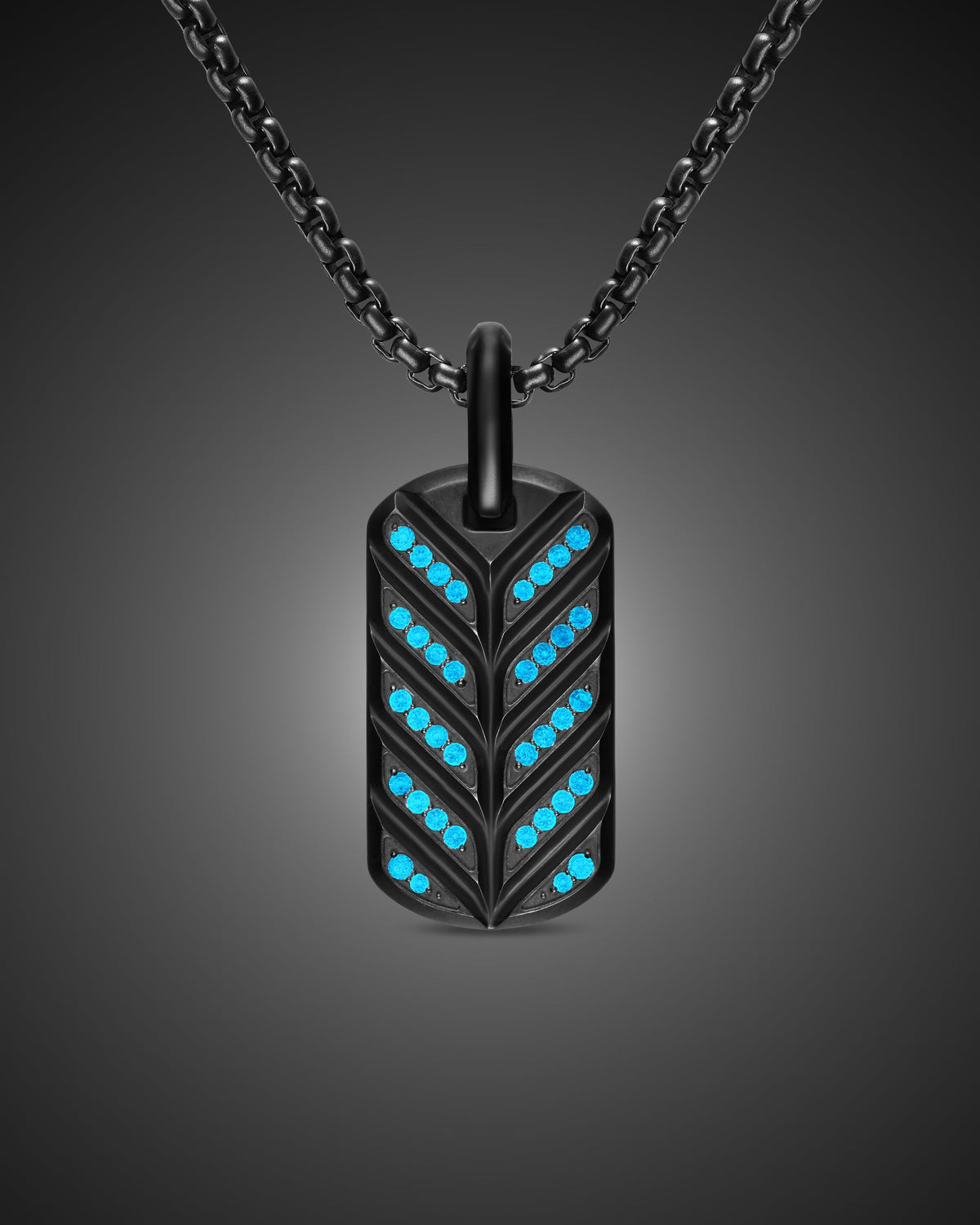 David Yurman Mens Chevron Fluorescent Tag in Black Titanium with Diamonds, 27mm David Yurman Men’s