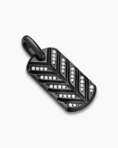 David Yurman Mens Chevron Fluorescent Tag in Black Titanium with Diamonds, 27mm David Yurman Men’s