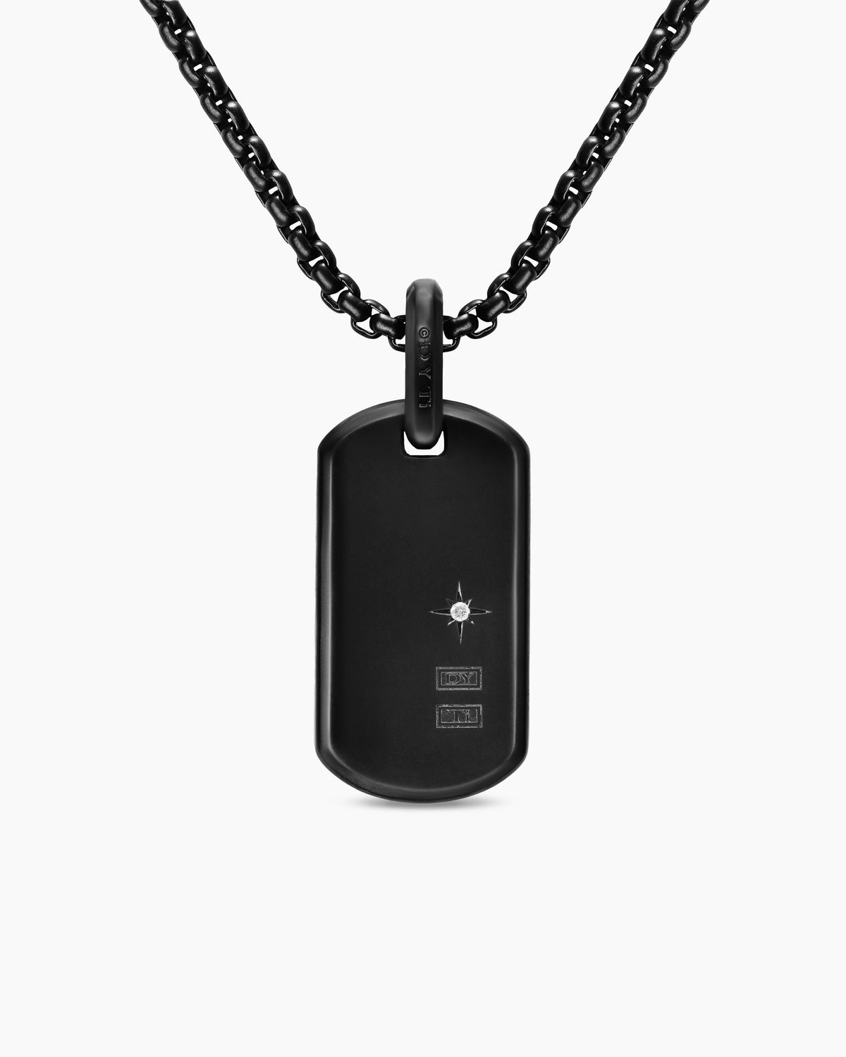 David Yurman Mens Chevron Fluorescent Tag in Black Titanium with Diamonds, 27mm David Yurman Men’s