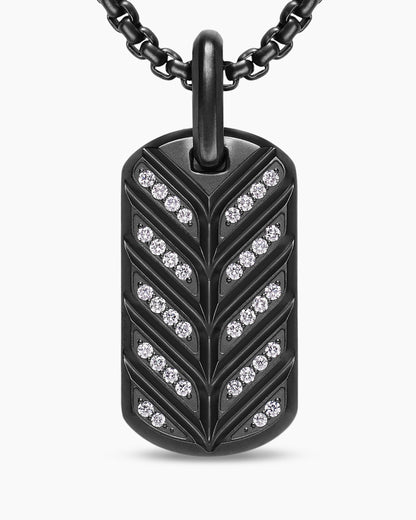 David Yurman Mens Chevron Fluorescent Tag in Black Titanium with Diamonds, 27mm David Yurman Men’s