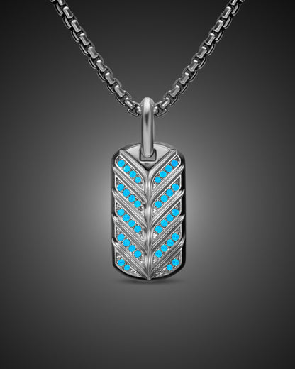 David Yurman Mens Chevron Fluorescent Tag in Sterling Silver with Diamonds, 27mm David Yurman Men’s