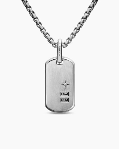 David Yurman Mens Chevron Fluorescent Tag in Sterling Silver with Diamonds, 27mm David Yurman Men’s