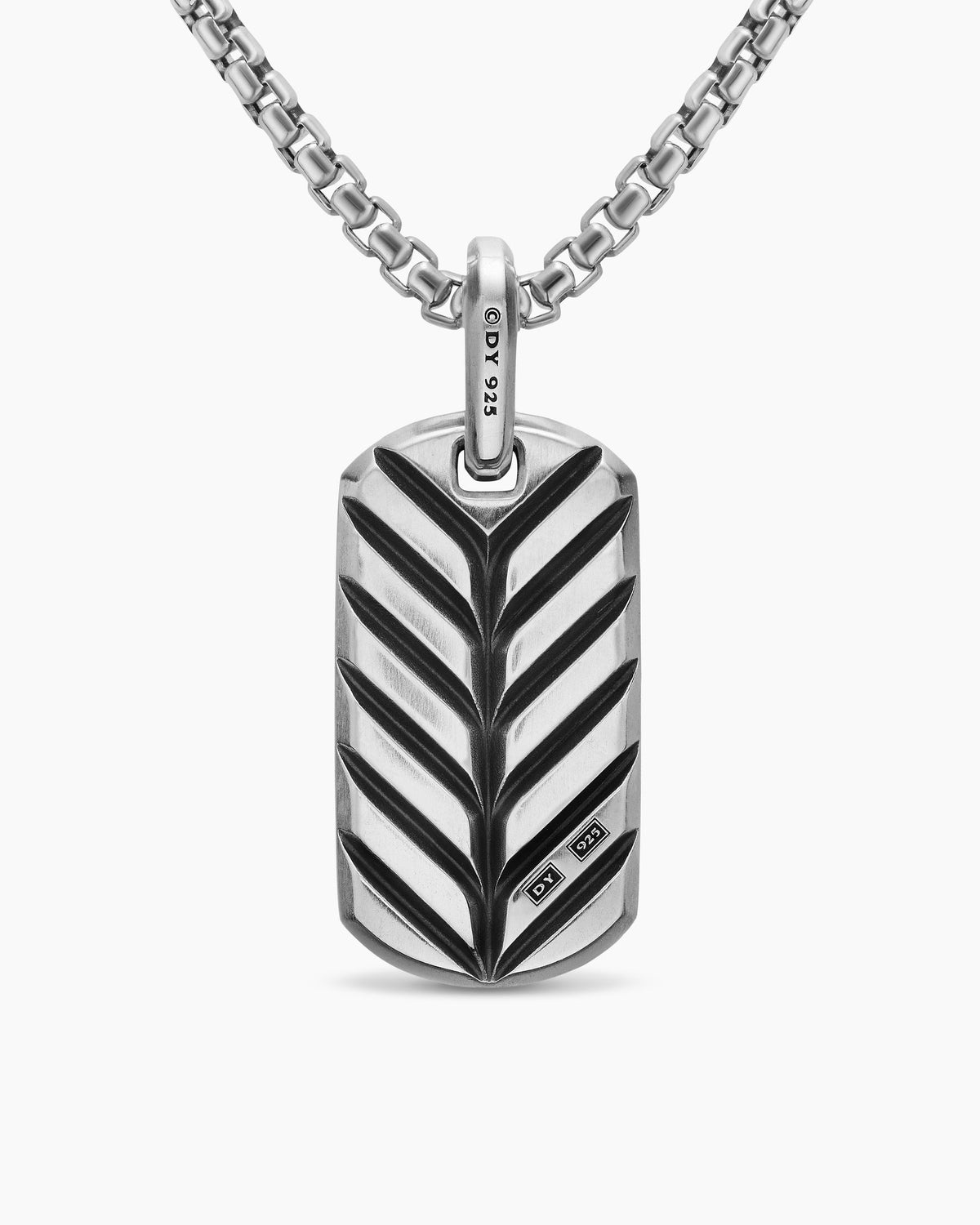 David Yurman Mens Chevron American Flag Tag in Sterling Silver with Sapphires, Diamonds, and Rubies, 27mm David Yurman Men’s