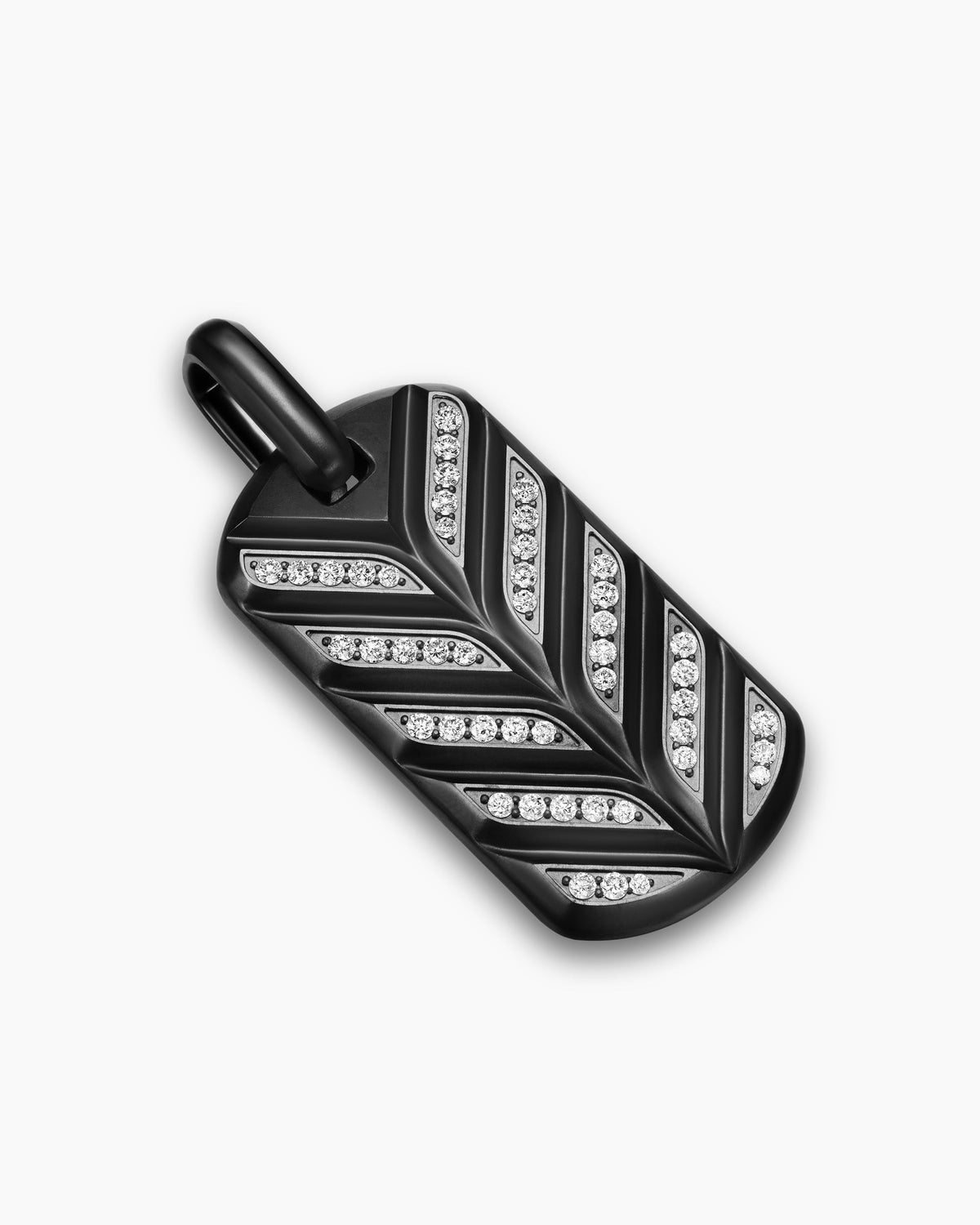David Yurman Mens Chevron Fluorescent Tag in Black Titanium with Diamonds, 35mm David Yurman Men’s