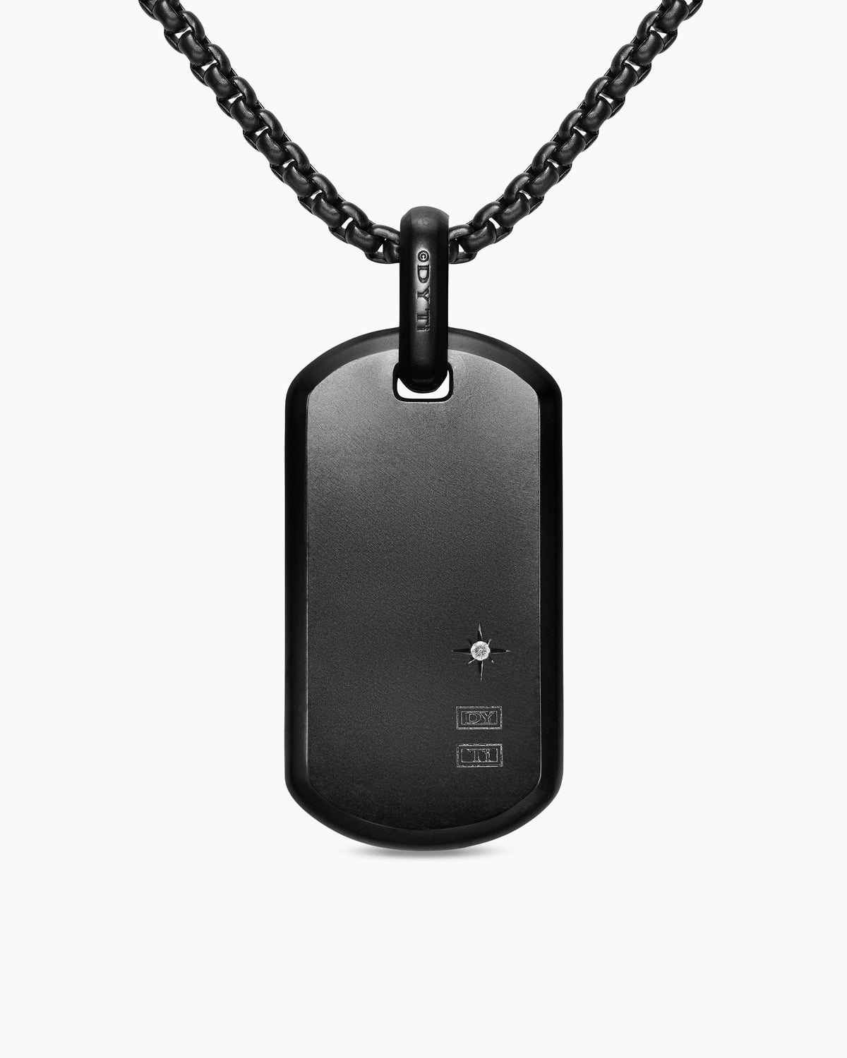 David Yurman Mens Chevron Fluorescent Tag in Black Titanium with Diamonds, 35mm David Yurman Men’s